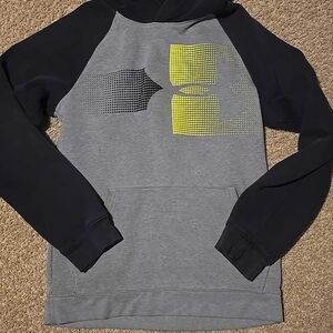 Under Armour Men's Gray and Black Hoodie with Yellow Logo